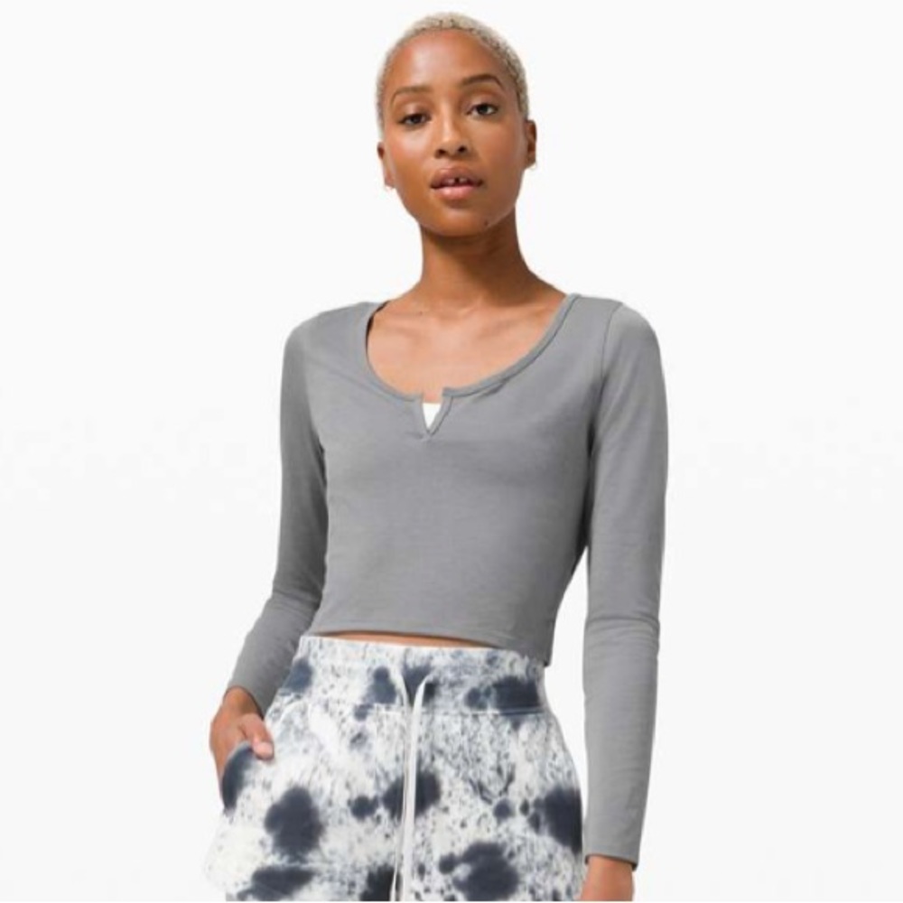 Lululemon Grey Cropped LS Henley